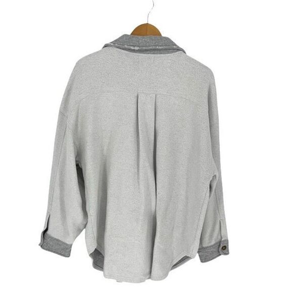 Altar’d State Women’s Reversed Sweatshirt Medium Gray Button Up Flannel Casual C - Picture 3 of 8